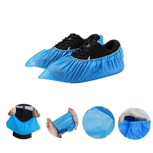 Factory Wholesale Blue Plastic Shoe Cover Disposable Eco-Friendly 100/Pc Waterproof Degradable Material Made From PE/PP