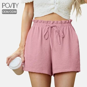POVTY Custom Printed Plus Size Women's Casual Comfy Drawstring High Waist Pleated Front Lightweight Shorts with Pockets