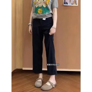 High Quality Regular Fit Denim Jeans Women Summer Street-Style Dark Washed Floral Vintage Casual Flare Zippers Waist Logo