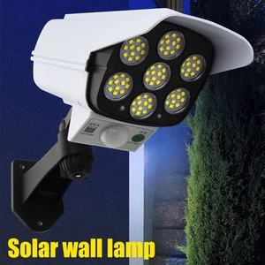 Dusk Dawn Solar Powered Dummy Security Camera 2400mAh 12H 77LED Simulation Monitor with LED Light Source 0 Cost Home Garden