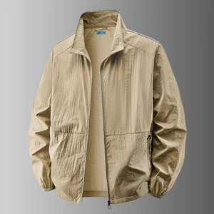 New 100% Nylon Quick-Drying Anti-Ultraviolet Summer Men's Stand Collar Ultra-Thin Coat Loose Fit Wrinkle-Resistant 3D Clothing