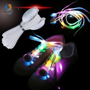 8mm Glow-in-the-Dark Luminous Glowing Laces Platube LED Glitter Light Flashing Effect Shoelaces for Sneakers Wholesale