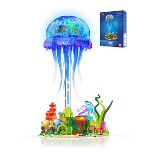 JMBricklayer 1164 Pcs Jellyfish Building BlockSet with Light Ocean Animal Model Floating Lamp Bricks Kit Home Office Decor