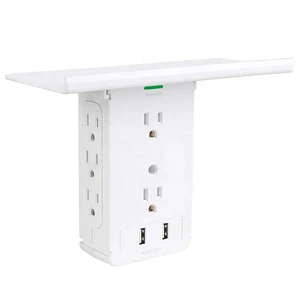 8 Port Surge Protector Wall Outlet Plug Nema 5-15P&5-15R Standard Grounding White ABS Box 15A 125V 100% Copper Wire