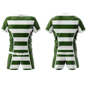 2026 Plus Size Rugby Uniform Half Sleeve Jersey and Shorts Unisex Green White Striped All Seasons Shirt
