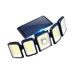 Modern Design Outdoor Solar LED Security Lights with Motion Sensor & Remote Control IP65 Wide Angle 5-Head Solar Floor Lamps