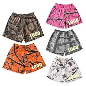 Custom Made 7 Inch Inseam Sublimated Polyester Graphic Print S-5XL Tree Camo Mesh Shorts For Mens Gym Workout Shorts