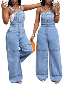 New Styles of Casual Women's Denim Belt Pants and Jumpsuits From Europe and America Are Available for Wholesale.