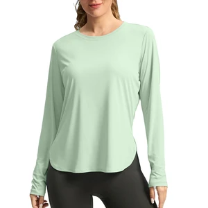 Hot Sell Women Comfortable Breathable Sportswear Yoga Gym Running Top Quick Dry Stretchy Long Sleeve Top