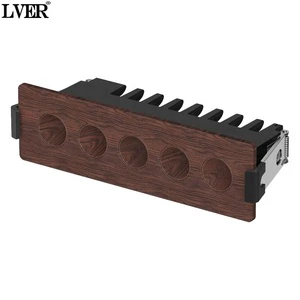 5 Head Wood Grain Recessed LED Grille Light Aluminum Heat Dissipation Anti Glare Ceiling Lamp