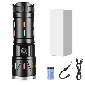 Powerful 1000 Lumens LED Tactical Flashlight IP65 Waterproof Zoomable Rechargeable Aluminum Torch 5 Modes 6000K Daylight CRI 100