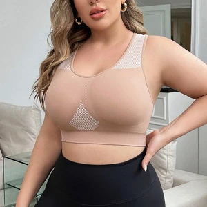 Women's Plus Size High Support Strapless Sports Bra Removable Pads Spandex/Nylon Material Breathable Holes Sweat-Absorbing