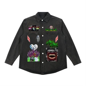 Vintage Washed Regular Model Moderate 100% Cotton Denim Jacket for Unisex 10.8 Oz/yd (367g/m)