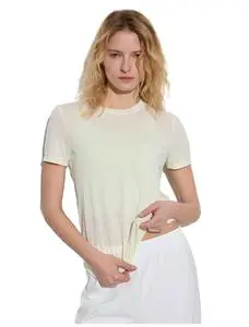 Breathable Lyocell Women's Yoga T-Shirt, Eco-Friendly Sustainable Short Sleeve Top Loose Fit 2026 Spring 4 Colors Activewear Tee