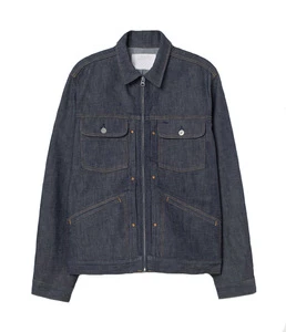 Regular Fit Heavyweight Cotton Jean Jacket Outerwear Casual Trucker Jacket with Flap Chest Pockets