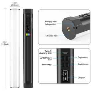 LED Photography Stick Tube Fill Bar Light for Studio Shooting Lighting 30cm RGB Full Color Magnetic Rechargeable Handheld Light