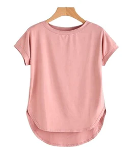 Solid Color Plus Size Women's T-Shirts 100% Cotton Breathable Eco-Friendly Casual Short Sleeve Custom Logo New Design High