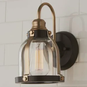 Best Quality Iron Wall Lamp with Clear Glass Shade Gold Plating and Black Powder Coating Creative Design Home LED Light Source