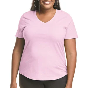 Custom US Size Women's Plus-size 4XL 5XL 6XL Short Sleeve Women's Plus-Size Short Sleeve V-Neck Tee Custom Design Logo