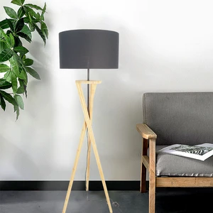 Luxury Modern Style Home Decor Bamboo Floor Lamp with Fabric Shade Bedroom and Living Room Corner Standing Decorative Lighting