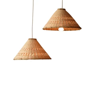 Lampshade Bamboo Art LED Pendant Lights Wood Wicker Pendant Lamps Suspension Home Indoor Bedroom Living Room Handmade Woven