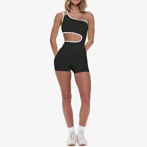 Customized One Piece Hollow Out Sport Jumpsuit Simple Female Fashion Lines Sports Backless Yoga Jumpsuit for Woman
