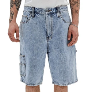 Classic Men's Eco-Friendly Solid Dark Wash Denim Shorts with Soft Stretch Quick Dry Great Everyday Wear High Waist Button Fly
