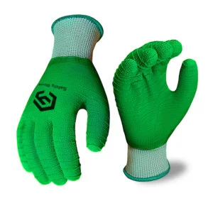 Construction Gloves Wholesale Industrial Safety Gloves 13 Gauge Green Latex-Coated CE Certified Anti-Slip Cold Resistant Gloves