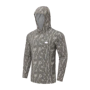 Custom Marsh Bark Fade Camo Breathable Plus Size Performance Fishing Hoodie Mens Rayon Blend UPF 40+ Sun Protection Long Sleeve