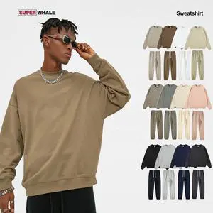Custom High Quality Cotton Tracksuit Men Sweatshirt And Sweat Pants 400 Grams Oversized Sweatsuit Sweatpants Sweatshirt Set