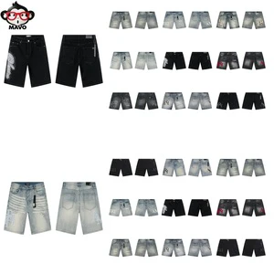 High Quality Designer y Men's Straight Sports Casual Summer Embroidered Mid Jean Shorts Streetwear Vintage Denim