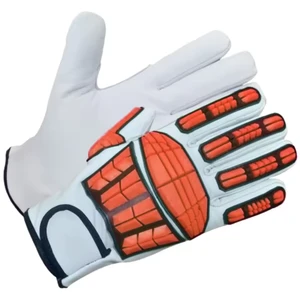 TRILACE Heavy Duty Mechanic Safety Gloves Cowhide Grain Leather Latex Coating Anti-Impact Waterproof Heat Resistant Safety