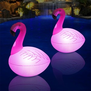 Hot Sale Pool Garden Backyard Pond Party Decoration IP68 Waterproof LED Light Flamingo Inflatable Solar Floating Pool Lights