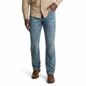 Men's 100% Cotton Plus Size Slim Fit Light Blue Denim Jeans Stonewashed High Street 5 Pockets Casual Straight OEM Available