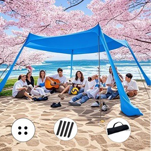 Large Family Canopy Sand Anchors Quick Setup Outdoor Camping Gear Beach Sunshade Tent