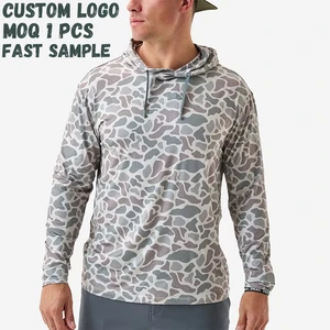Custom Quick Dry Fishing Wear Four-Way Stretch Camo UV Hoodie Sun Protection Clothing UPF 50+ Outdoor Long Sleeve Fishing Shirt