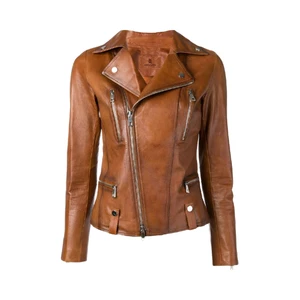 2025 New Fashion Women's Denim Jackets & Coats Genuine Vintage Leather Lamb Biker Jacket for Spring and Fall