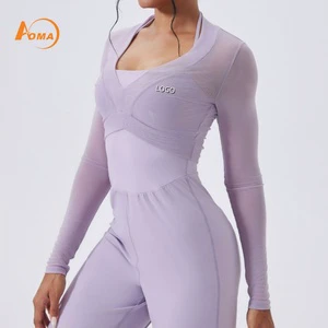 Aoyema Popular Sexy Lightweight Yoga duster Long Sleeve for Summer Quick Dry tank Top Breathable comfort Sportswear Yoga Top