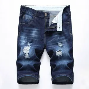 Men's Denim Shorts With Short Straight Legs and Elastic Waistband