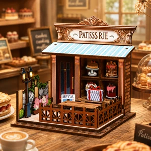Magic Library DIY Miniature Bookshelf & Wooden Puzzle Book Nook Set - Miniature Toy Houses And House Building Kit