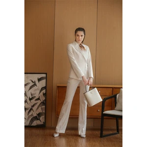 Manufacturer Wholesale Custommade Business Designer Women's Suit Wool Material Pleated Plus Size Breathable-Bespoke Women's Suit