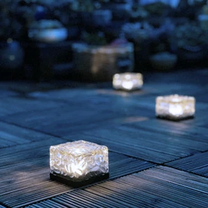 Waterproof Glass Frosted Solar Ice Brick Light Outdoor Garden Underground LED Ground Light Paver Light for Path Garden IP 65