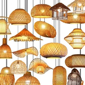 Chinese Rattan Handcraft Creative Home Handmade Luminaria Bambu Bamboo Lamp Shade Rattan Pendant Light For Bedroom