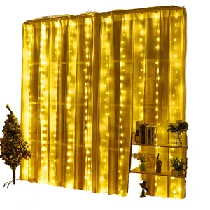 USB Remote Control Outdoor Christmas Lights LED Lamp with Copper Wire PVC Curtain IP65 Rating