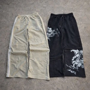Custom 100% Cotton French Terry Pants Designer Distressed Heavyweight Streetwear Wide Leg Acid Wash Cuffed Baggy Sweatpants Men