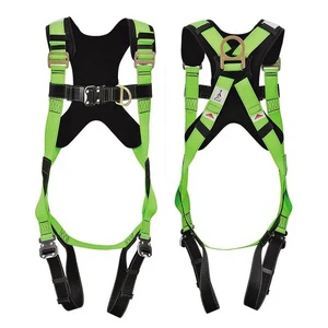 CE EN361 Green Polyester Webbing Min Breaking Strength 25kn Fall Protection Safety Full Body Harness With Logo Custom
