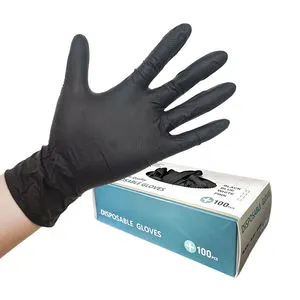Highly Durable 7.5g Black Nitrile Gloves Powder-Free Disposable Safety Gloves with Diamond Texture for Home Decor