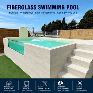 Square Above Ground Pools Swimming Outdoor Clear Fiberglass Acrylic Pool for Modern Home Patio Luxury Decor Project