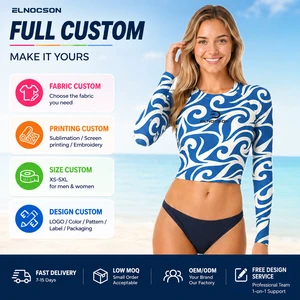 OEM Women UPF50+ Crop Top Rash Guard Fashionable Sexy Rashguard Beach Surfing Long Sleeve Shirts For E-commerce Swimwear Brands