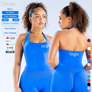 Square-necked Halter Vest with Chest Pads High-elastic Tight Fitness Bra